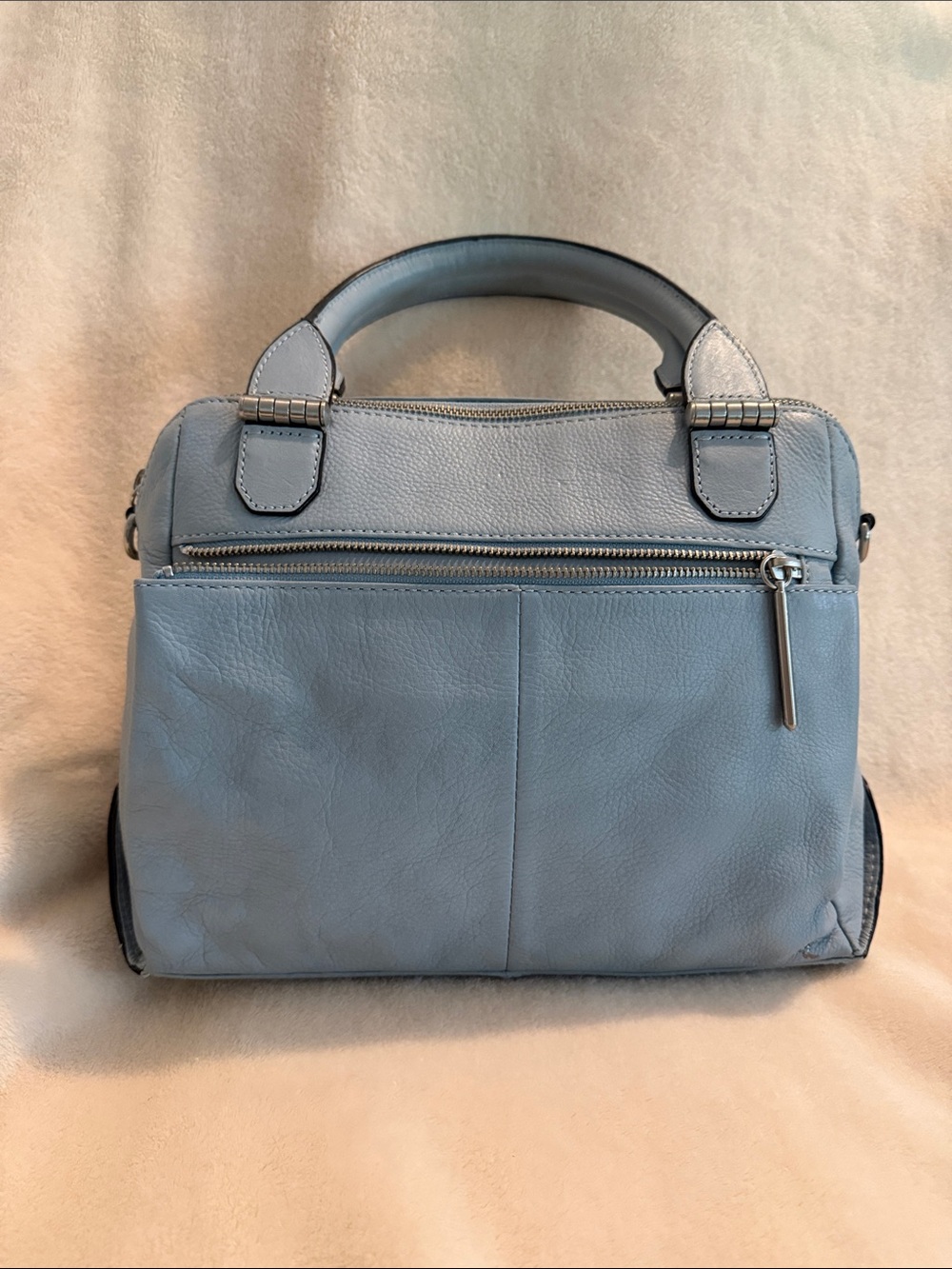 Elliott Lucca Light Blue, Body 100%Leather Top-Handle Satchel